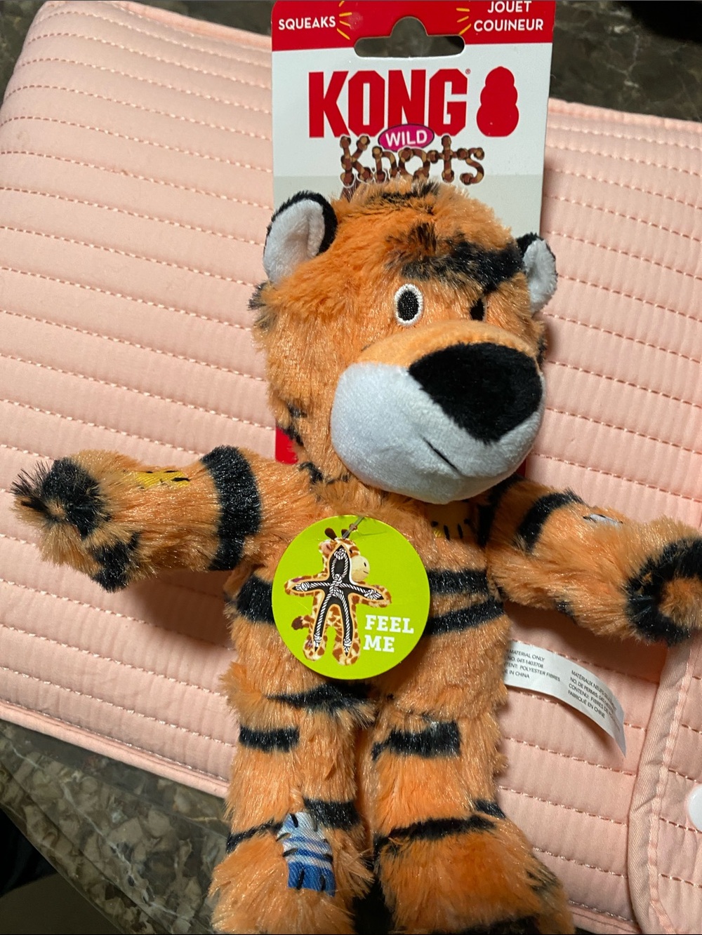 KONG Wild Knots Tiger Plush Squeaky Toy - Orange & Black